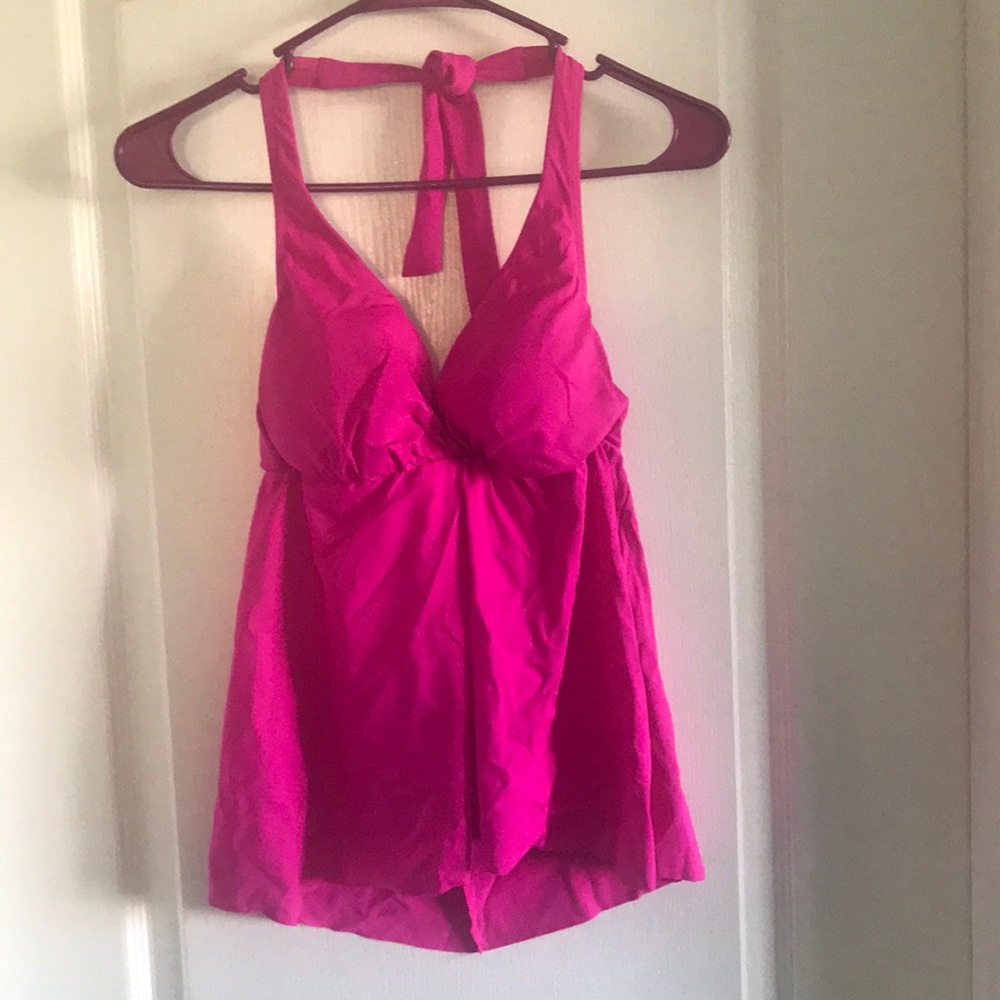 NWOT hot pink halter neck swim tankini top